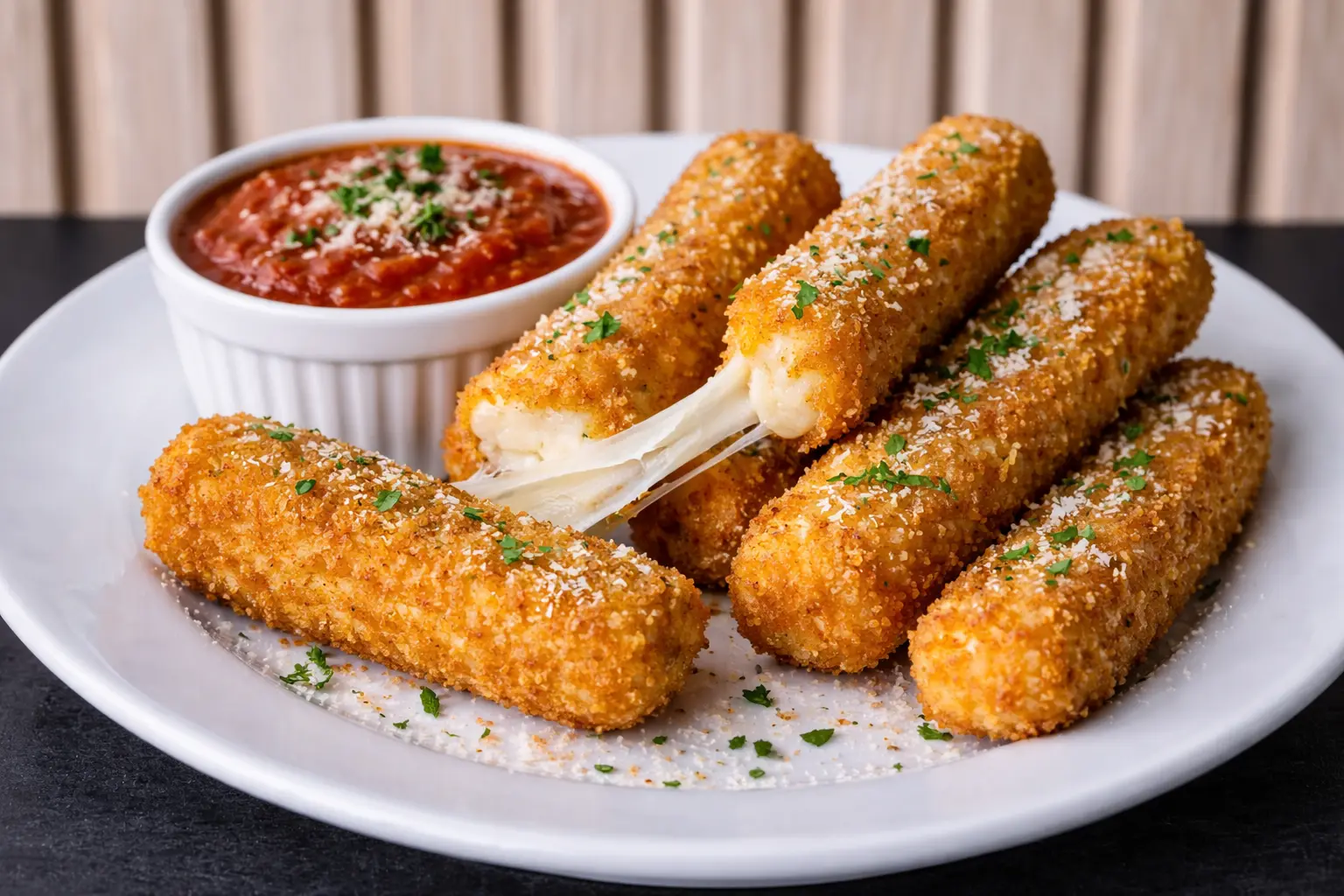 Cheese Sticks at Steve's Famous Sandwich Co Edmonton - crispy exterior with gooey melted cheese served with homemade marinara